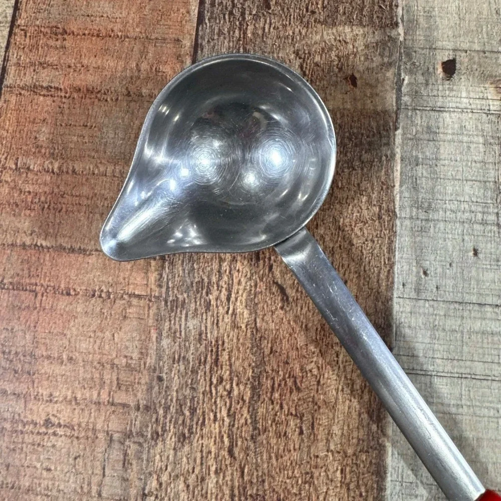 Stainless Steel Spouted Ladle Red Handle 12